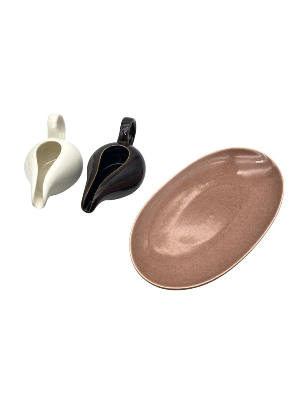 Russel Wright Modern Creamers Bean Brown White Coral Gravy Underplate Relish MCM